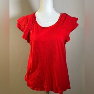 White House Black Market Red Flutter Sleeve Women's Top Size Medium